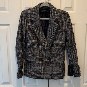 Zara Basic Collection Plaid Double-Breasted Blazer Jacket Size M runs small– NWT